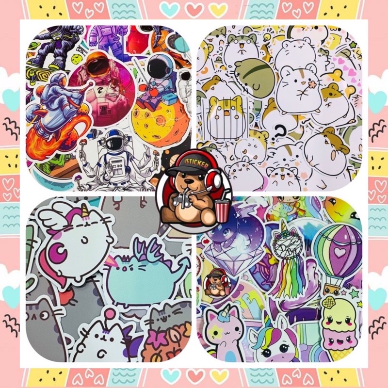 Sticker cute tem dán chống thấm nước dán mũ bảo hiểm, điện thoại, vali, laptop ..