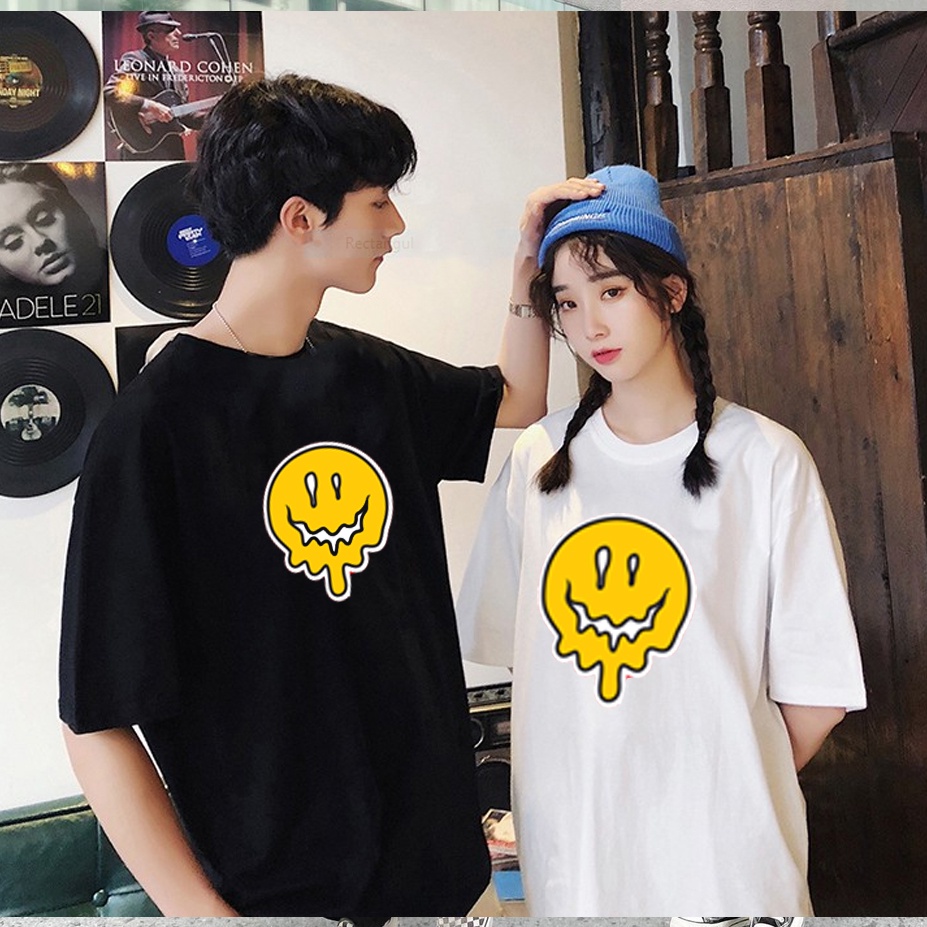 Áo thun unisex fom rộng tay lỡ  nam nữ mặt cười drew siêu đẹp