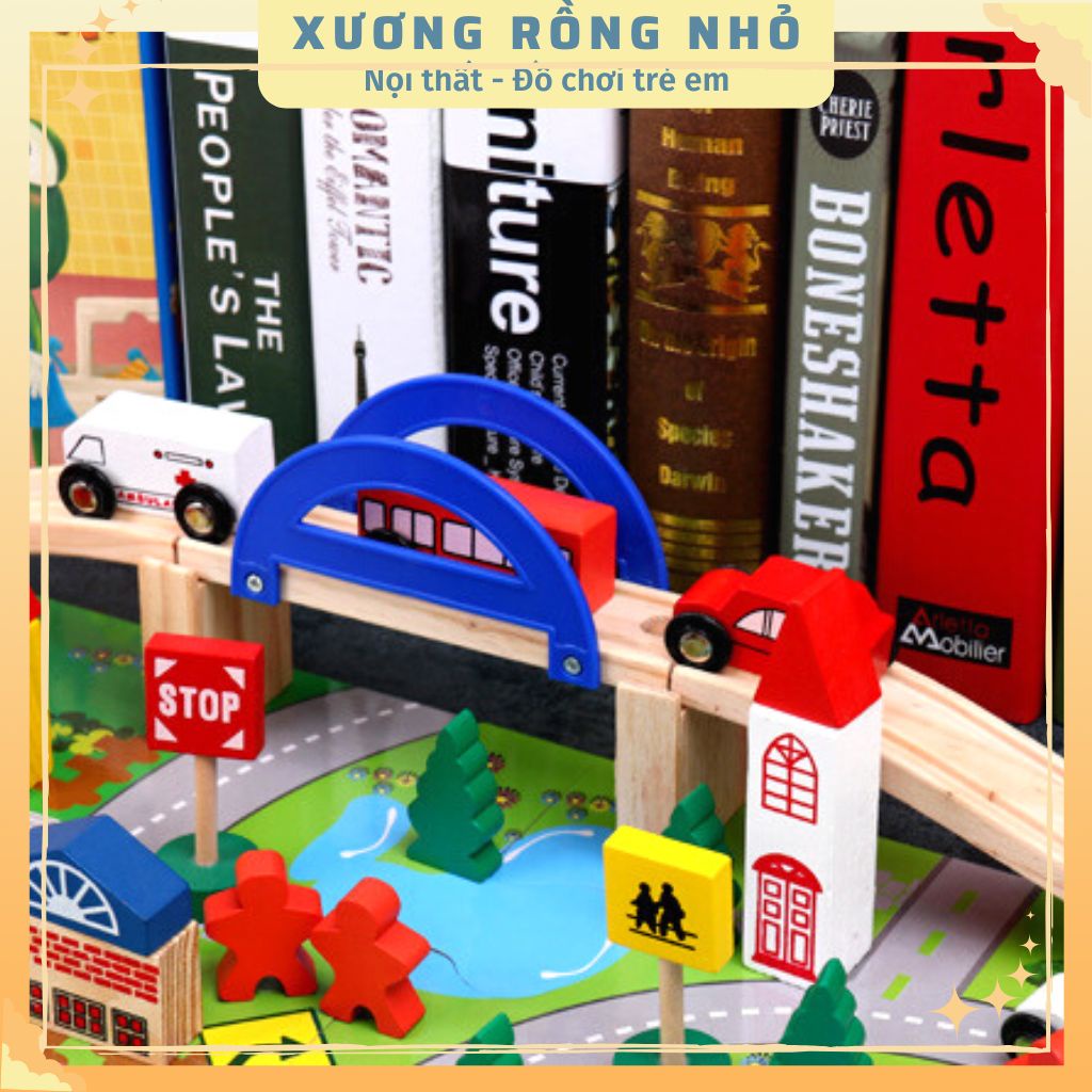 Mô hình giao thông đường ray xe lửa gỗ 40 chi tiết bằng gỗ thông minh cho bé_Xương Rồng Nhỏ