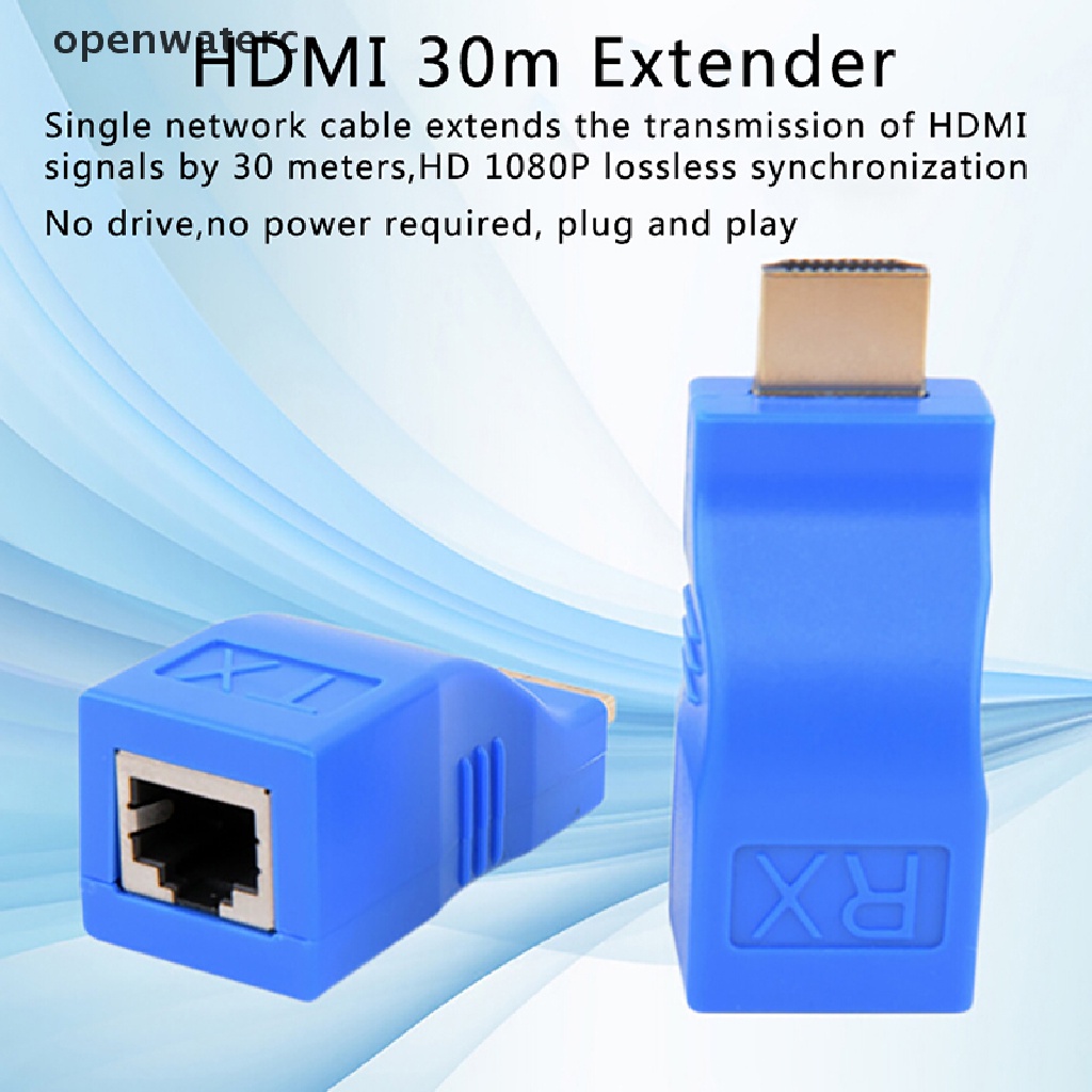 Bộ 2 Đầu Nối Mở Rộng HDMI 1080P Sang RJ45 Qua Cat 6 Mạng LAN Ethernet Màu Xanh Dương vn