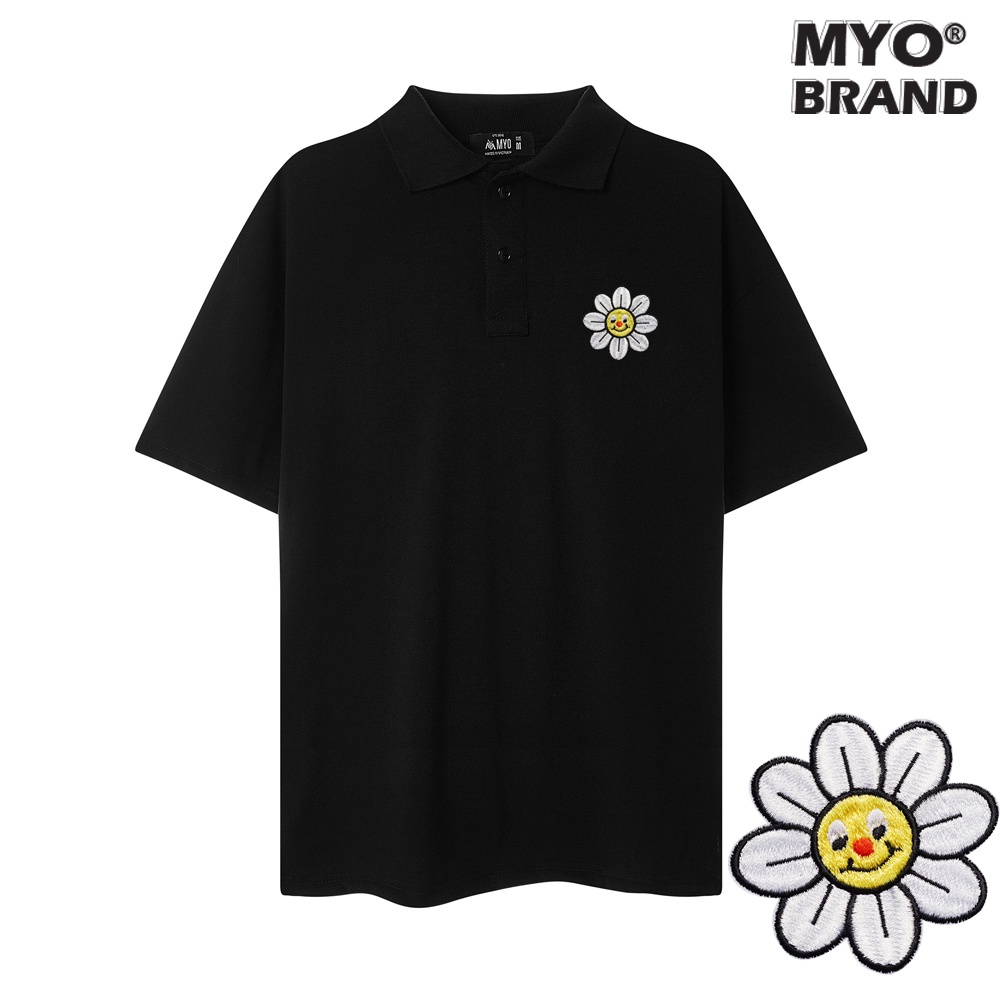 Áo Polo Cá Sấu Cotton Unisex MYO Thêu Hoa Dại