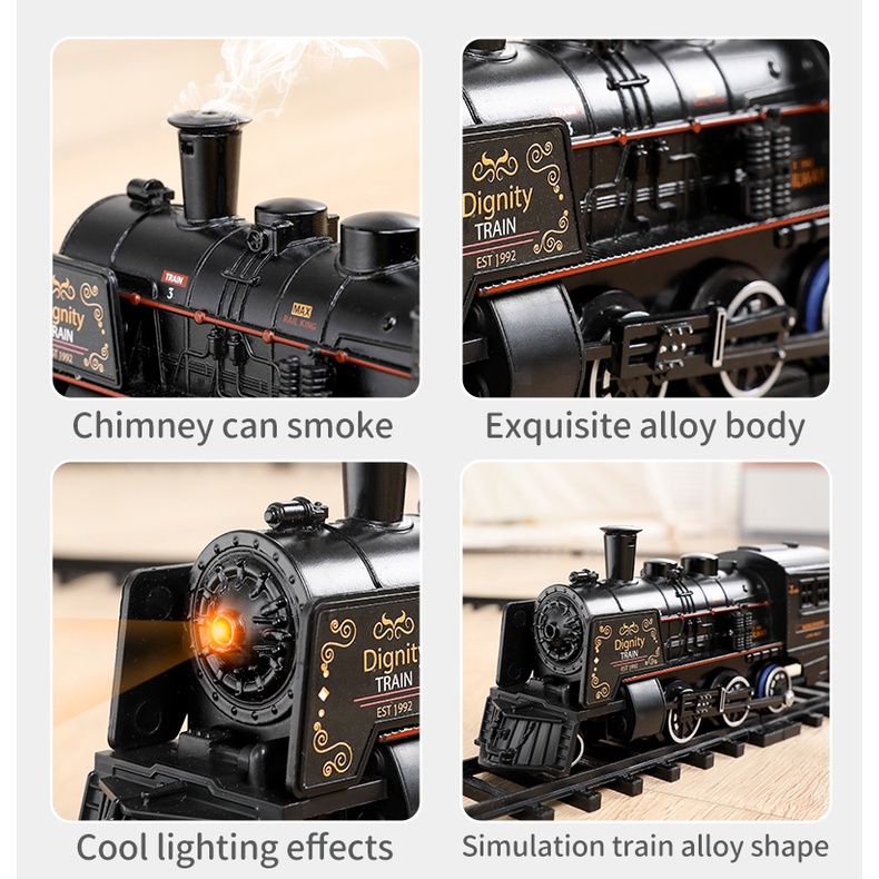 Bộ đồ chơi đường ray xe lửa chạy bằng pin có đèn và âm thanh cho trẻ em