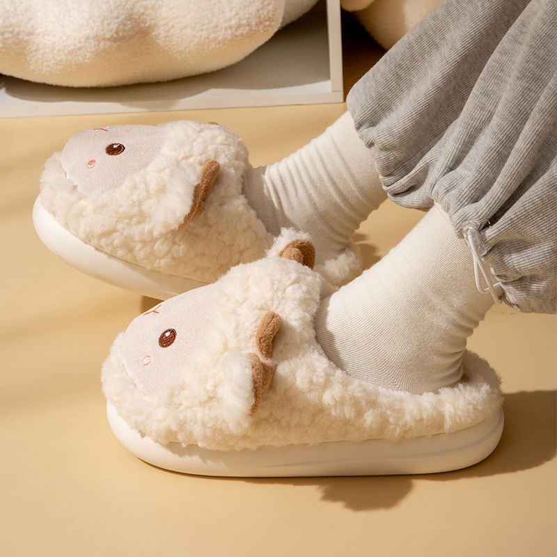 Dép Bông Đi Trong Nhà Đế Dày Tăng Chiều Cao In Họa Tiết Hoạt Hình Dễ Thương Thời Trang Mùa Đông Cho Nữ
