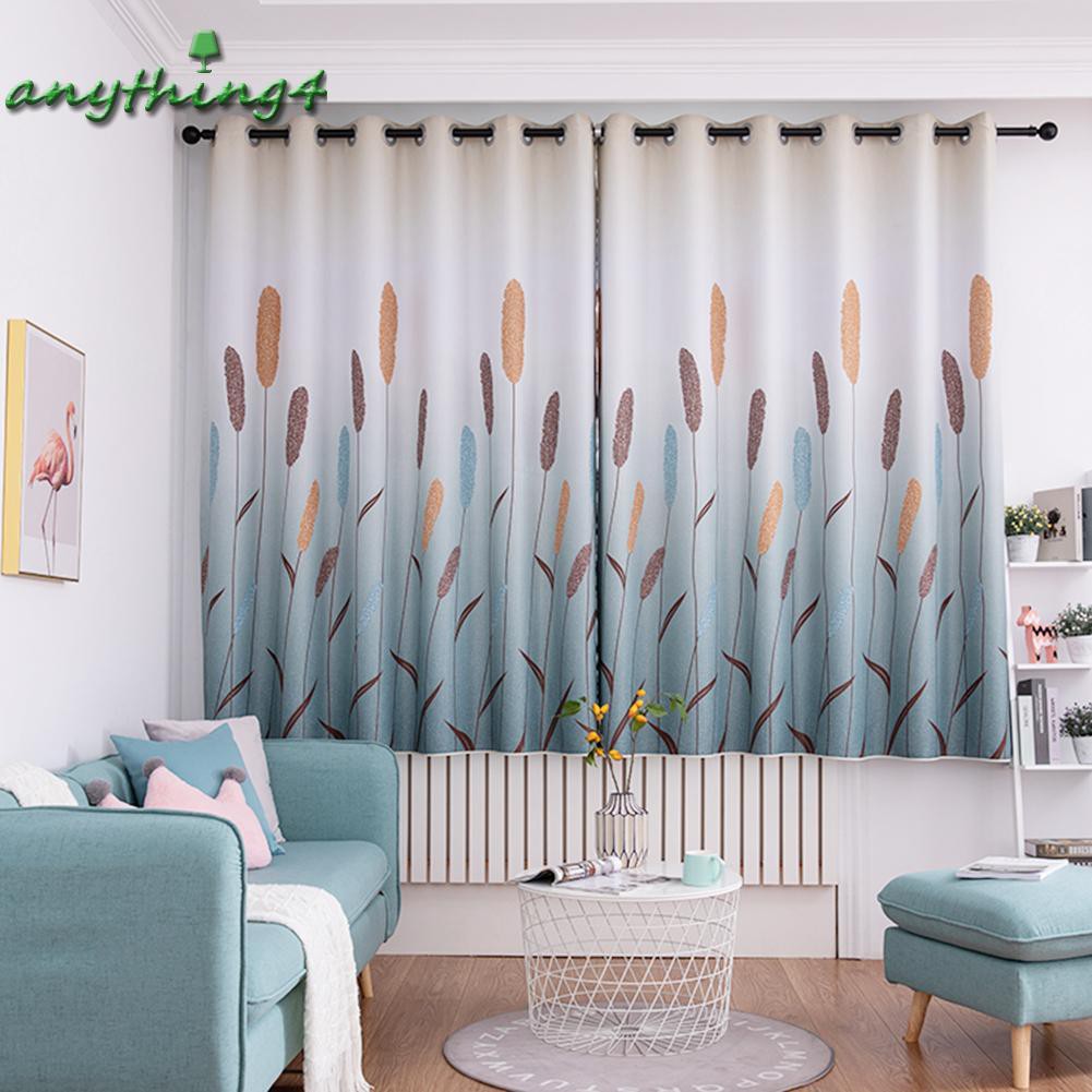 READY√ANY❀Reed Printing Polyester Window Blinds Drapes Living Room Blackout Curtains