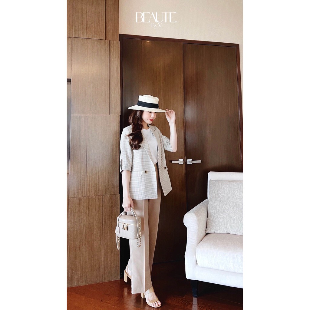 BEAUTEBYV - Áo Blazer Glamour kẻ | BigBuy360 - bigbuy360.vn
