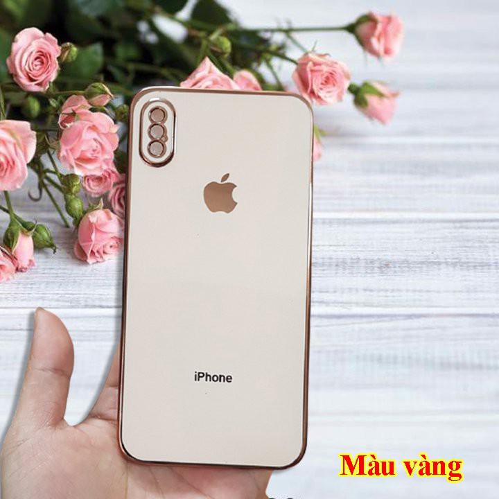 Ốp lưng iphone X - Xs - Xs Max cạnh vuông kiểu dáng iPhone 12 cực đẹp. Ốp dẻo, viền vàng sang trọng. | BigBuy360 - bigbuy360.vn