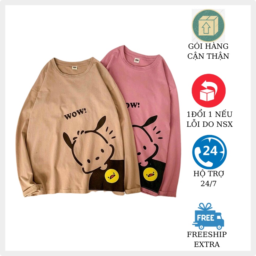 Áo Thun Nữ Tay Dài Thỏ WOW Thời Trang Hàn Quốc Dễ dàng phối đồ với quần Jeans, Jogger, Kaki -ATD01(free size 45-65kg)