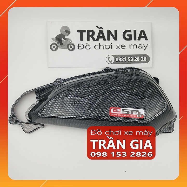 Ốp pô e xe Sh Mode 2020-2021-2022-2023 xi inox cacbon chụp lọc gió bầu gió xe Sh Mo nữ- phụ kiện trang trí đồ kiểng