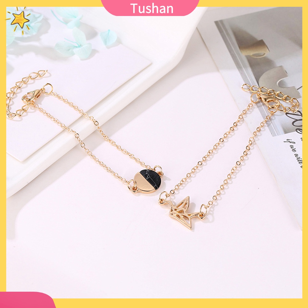 Bộ 2 vòng tay hình khung con hạc và hình tròn thời trang nữ tính