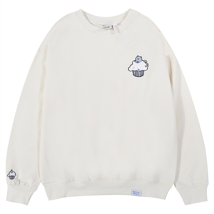 FREESHIP Áo Sweater Chất Nỉ Cotton Thêu Kem Gấu Form Thụng siu xinh,Freesize dưới 65kg