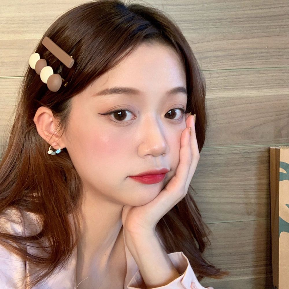 Kẹp Tóc Nhựa Resin Hình Tròn / Chữ Nhật Nhiều Màu Sắc Dễ Thương Phong Cách Hàn Quốc Cho Nữ