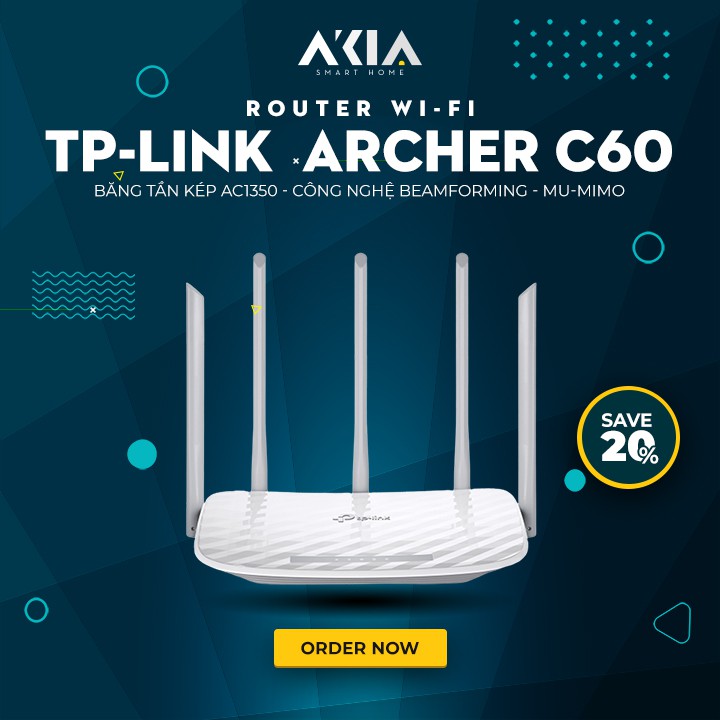 Bộ Phát Wifi Băng Tần Kép AC1200 TP-Link Archer C60 - Router wifi MU-MIMO - Hàng Chính Hãng Bảo hành 2 năm