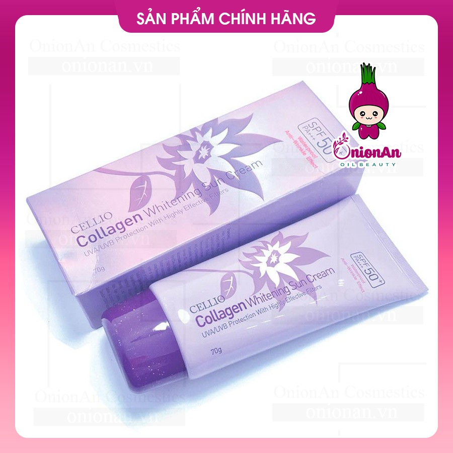 Kem Chống Nắng Cellio Collagen Whitening Sun Cream SPF50+ PA+++ (Tím)