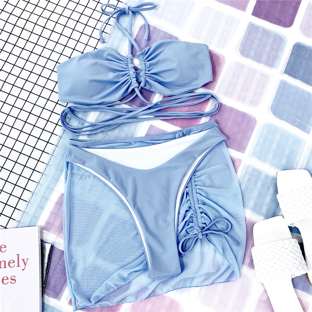 Bộ bikini 3 món hở lưng có mút nâng ngực phong cách quyến rũ Zj120