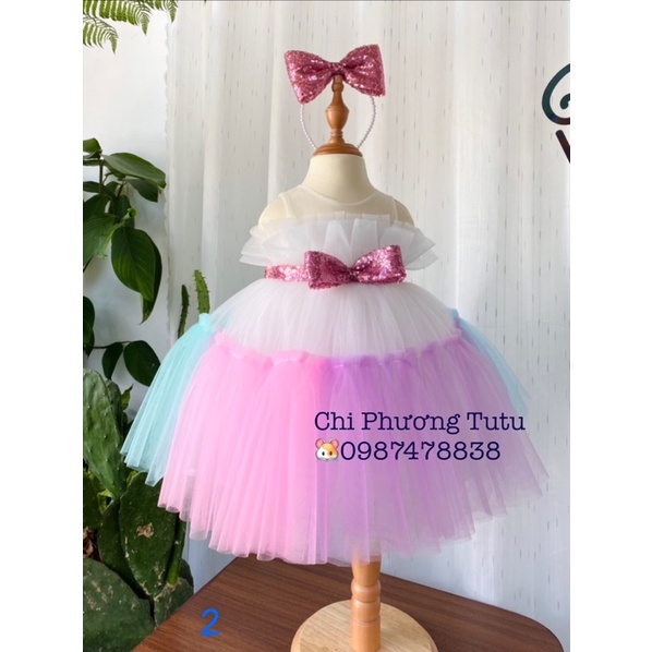 Đầm công chúa nơ kim sa , màu sắc siêu ngọt ngào cho bé.