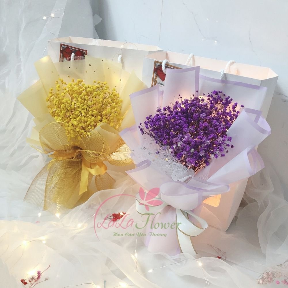[HỎA TỐC] Ảnh thật bó hoa baby khô nhiều màu,cánh hoa chắc chắn,bền màu làm quà tặng sinh nhật,trang trí siêu xinh Lala