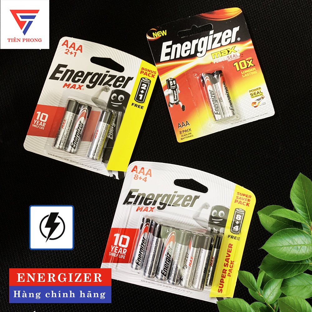 Vỉ 12 Viên Pin đũa AAA Energizer chính hãng Siêu bên bỉ, Pin Khóa từ, Máy đo huyết áp
