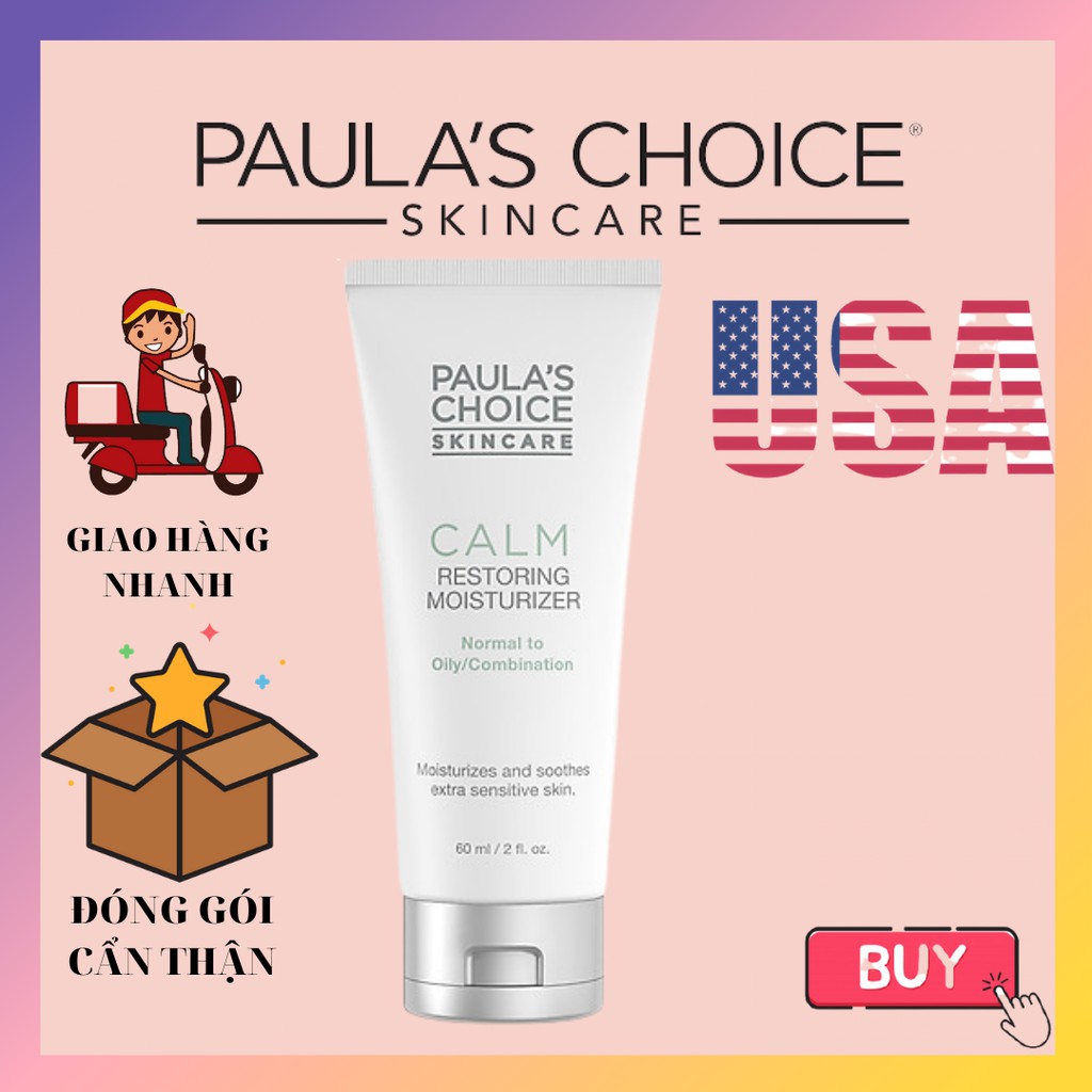 (Oily Skin) Kem Dưỡng Ẩm Ban Đêm Cho Da Dầu, Nhạy Cảm - Paula's Choice Calm Redness Relief Moisturizer (60ml)