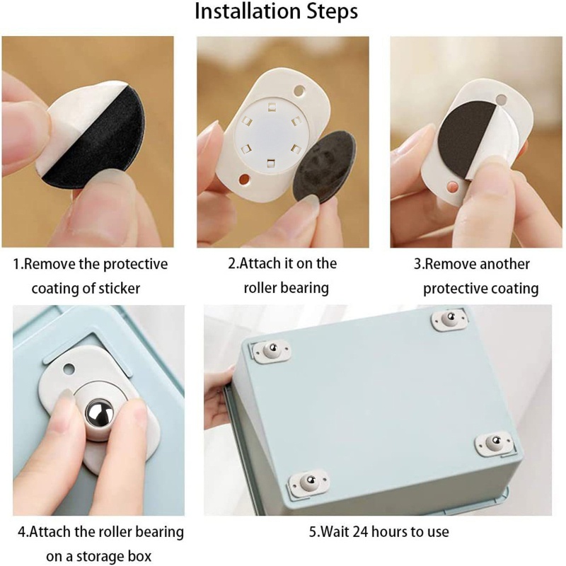 Set 4 Bánh Xe Xoay Tự Dính Mini Thông Dụng