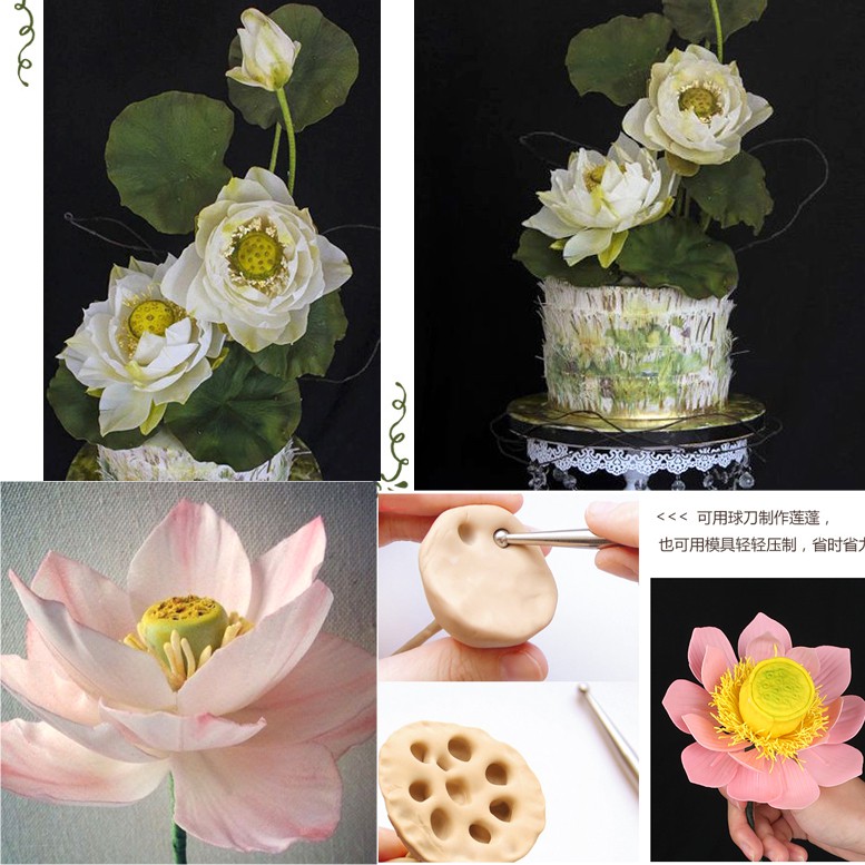 Kalaien Khuôn silicone Tạo Hình Lá Sen Trang Trí Bánh
