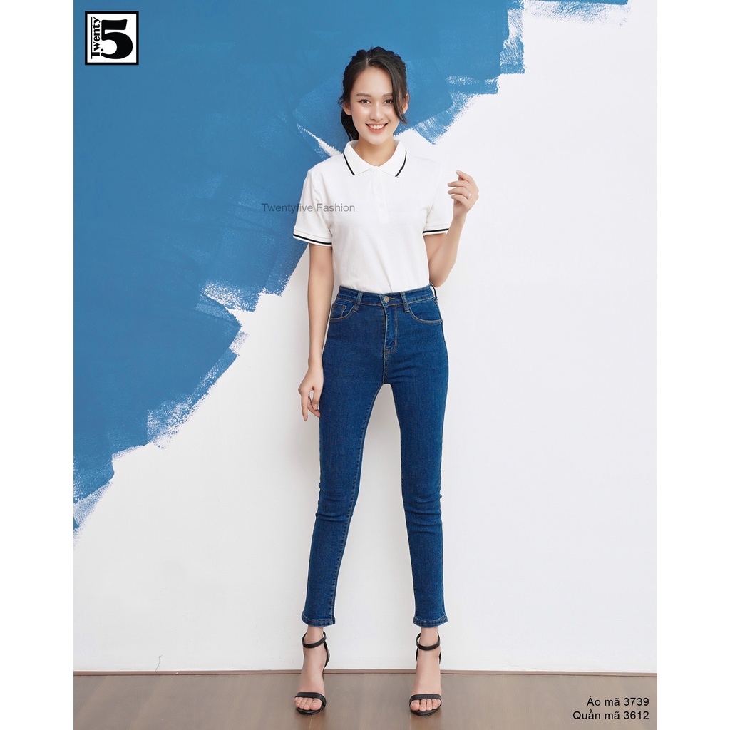 Quần jeans nữ trơn ống bó Twentyfive 3612