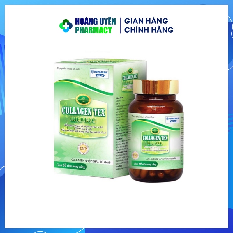 Collagen Tex diệp lục - Chai 60 viên bổ sung collagen và isoflavon