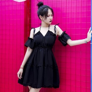 ĐẦM DÂY ĐEN TAY RỜI CÁ TÍNH FREESIZE