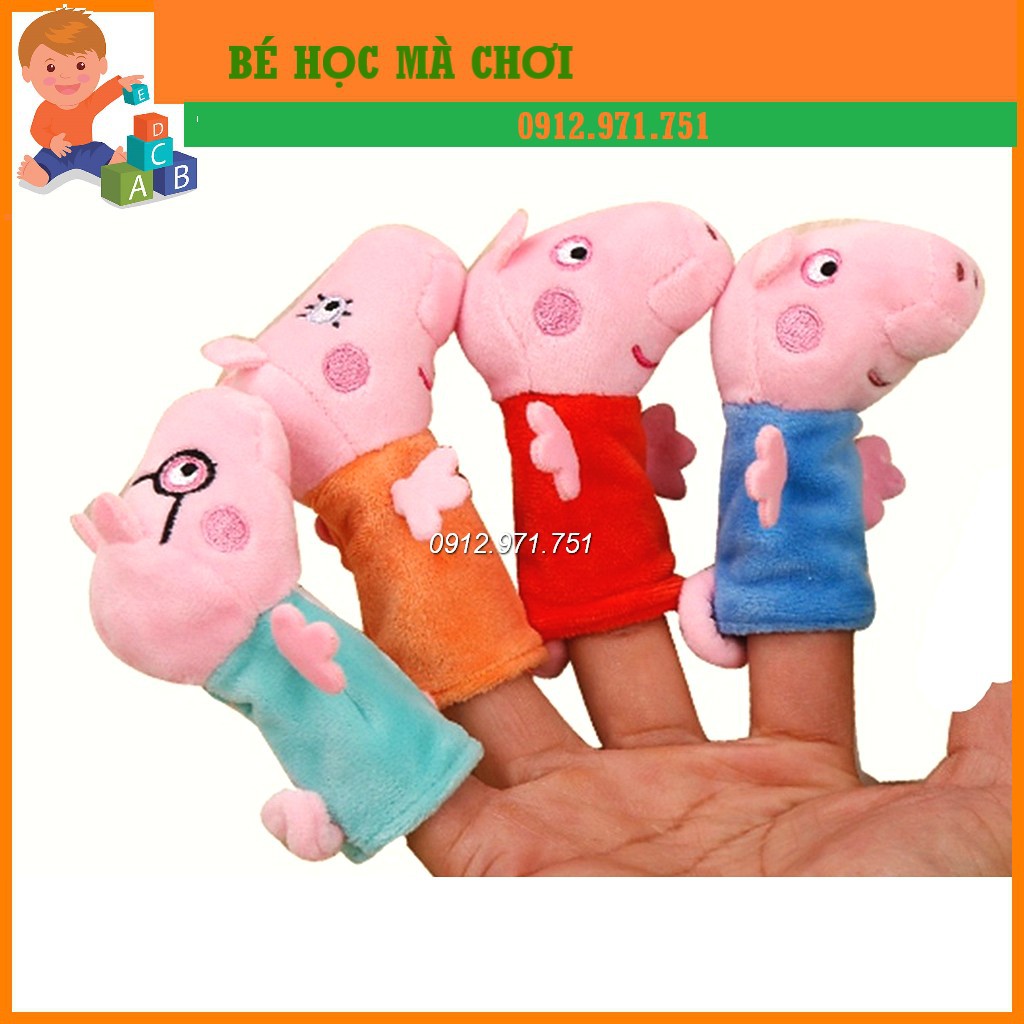 Bộ rối ngón tay gia đình PEPPA PIG đáng yêu (bộ 4 rối)