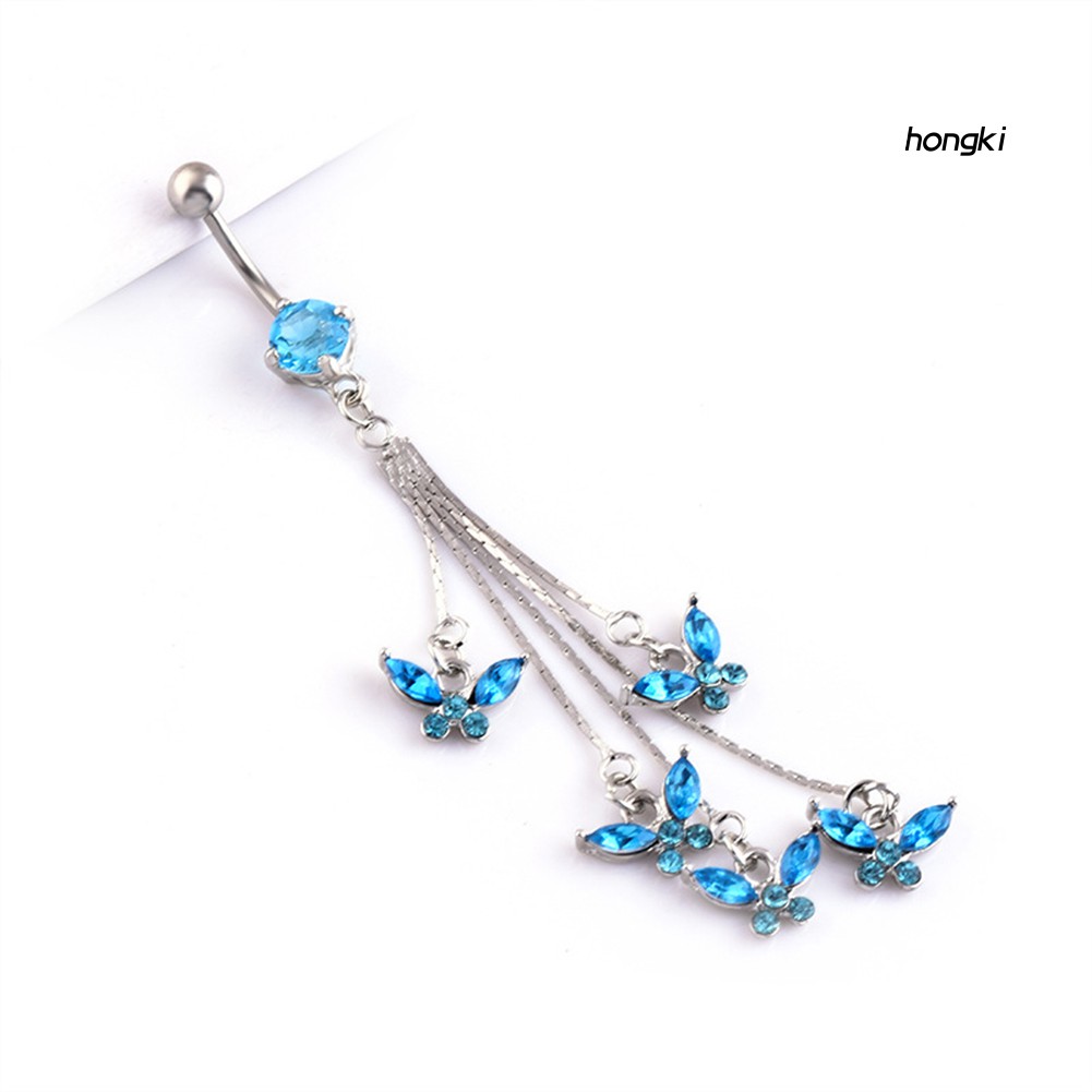 BUTTERFLY (Hàng Mới Về) Khuyên Rốn Hình Bướm Đính Đá Xinh Xắn 14g 316l