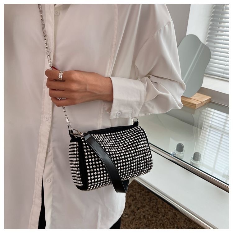 Túi Đeo Chéo Vai Hình Vuông Cỡ Nhỏ Đính Đá Lấp Lánh Thời Trang Cho Nữ