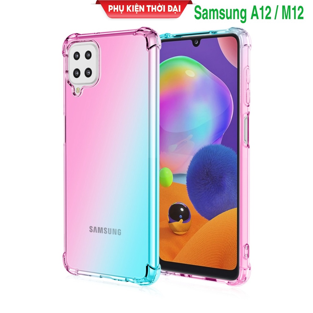 Ốp lưng dẻo đa sắc cho Samsung A12 / M12 / A14 4G / A14 5G lồi 4 góc thời trang cao cấp