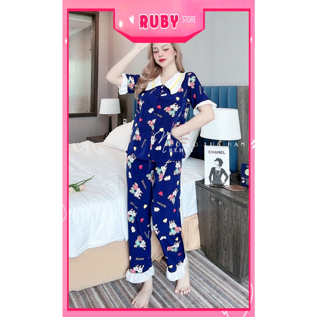 Đồ bộ nữ mặc nhà chất kate lụa mềm mát in thỏ in hoạt hình dễ thương BLH15
