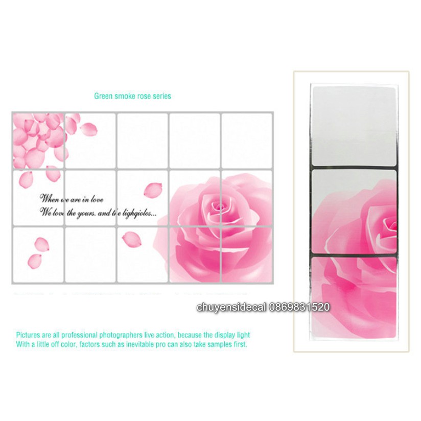 Decal dán bếp tráng nhôm chịu nhiệt - Họa tiết Hoa Hồng nhạt cánh bay 47x75cm