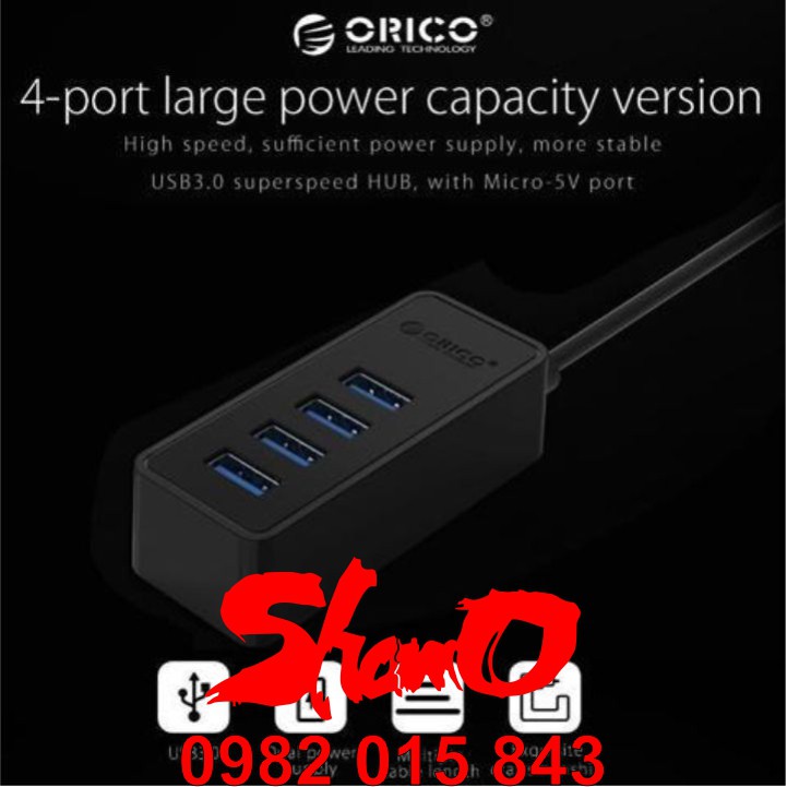 Bộ chia 4 cổng USB 3.0 – Hub Orico W5P-U3 – Chính Hãng – Bảo hành 12 tháng – USB3.0 Four – Port Hub