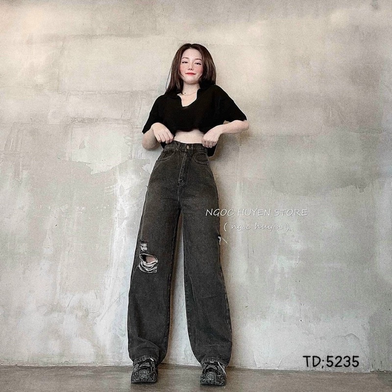 Quần Baggy jeans ống xuông phai màu 5235 Cao Cấp - J05T