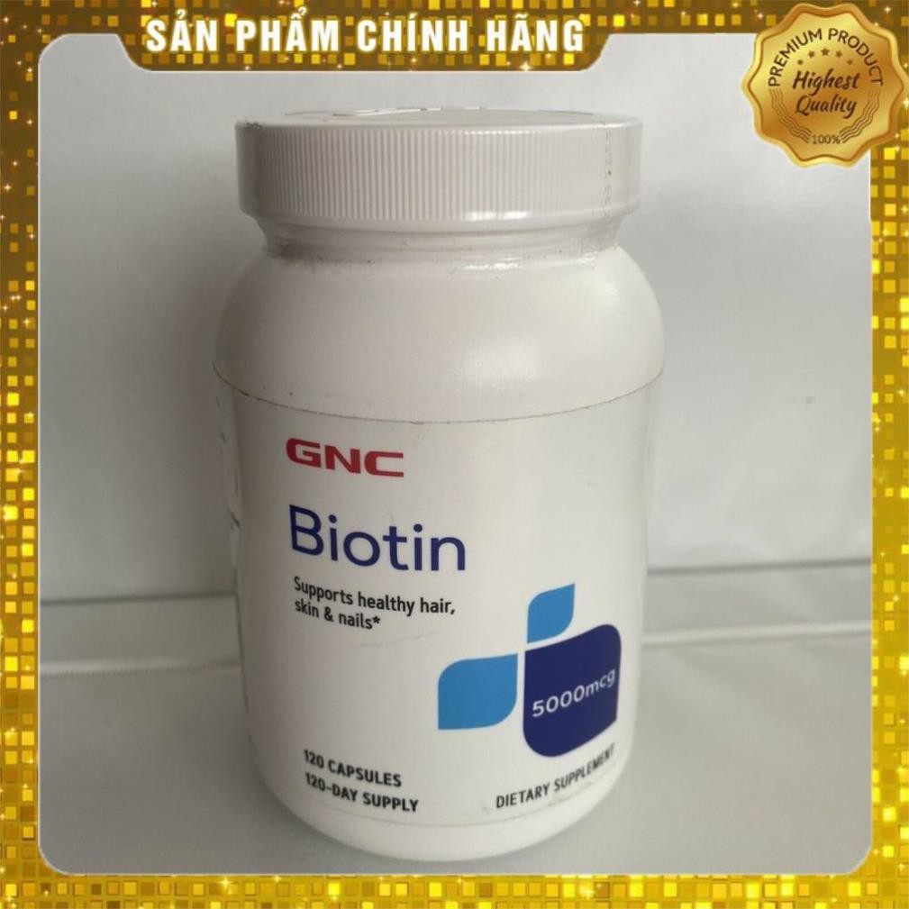 Viên uống mọc tóc GNC Biotin 5000mcg nhập khẩu Mỹ ( 120 viên) dùng trong 2 tháng