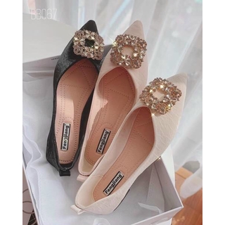Giày búp bê nữ hoa đá da mềm êm chân