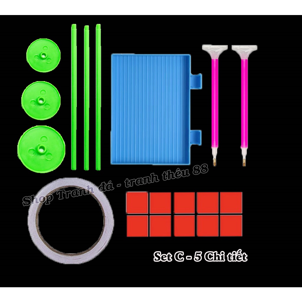 Bộ dụng cụ đính đá - con lăn siêu tốc 360 độ tặng kèm băng dính 2 mặt