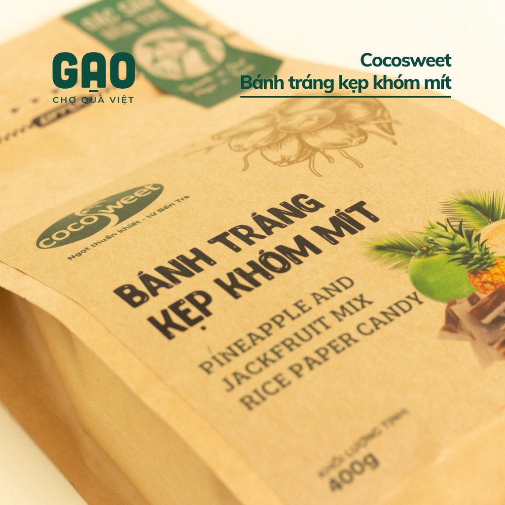 Bánh tráng kẹp khóm mít đặc sản Bến Tre - Cocosweet - Túi 400g