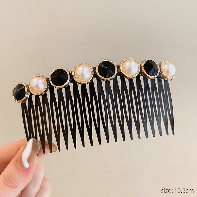 Lược Kẹp Tóc Mái Ngang Lưng Đính Ngọc Trai Nhân Tạo Gọn Gàng Cho Nữ