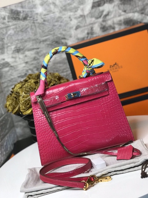 Túi H*M da bò dập vân cá sấu hàng cao cấp