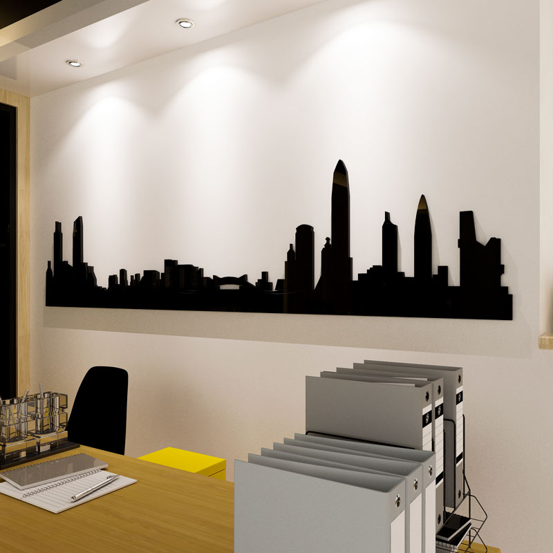 Tranh dán tường mica 3d decor khổ lớn thành phố tối giản hiện đại Nhiều Size - EPeBen