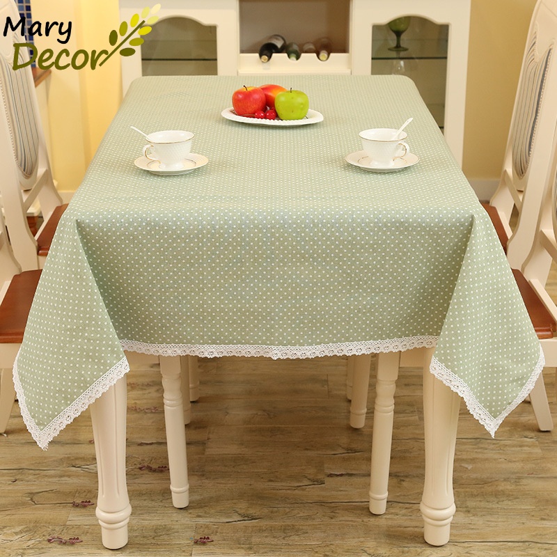 Khăn trải bàn gỗ decor Quà tặng, trang trí nhà cửa nhiều mẫu mã cực đẹp - họa tiết Chấm bi xanh lá - KB-C04