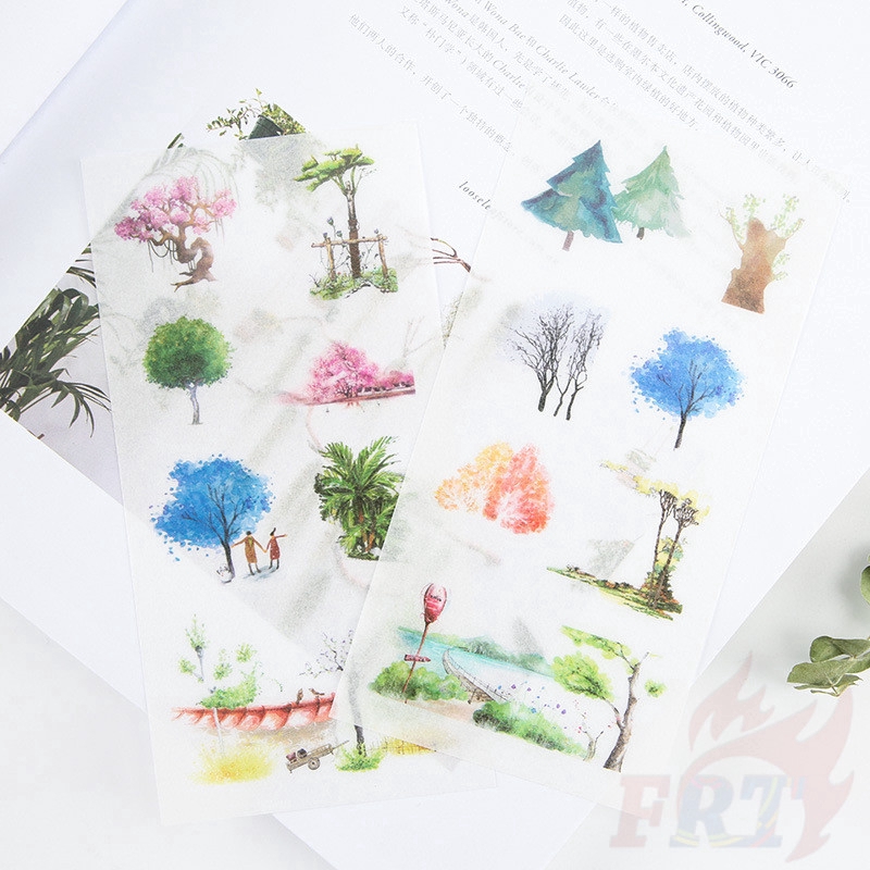 &gt; Ready Stock &lt; ❉ Spring Time Giấy và decal dán tường ❉6Sheet/Set DIY Diary Scrapbooking Decals Stickers