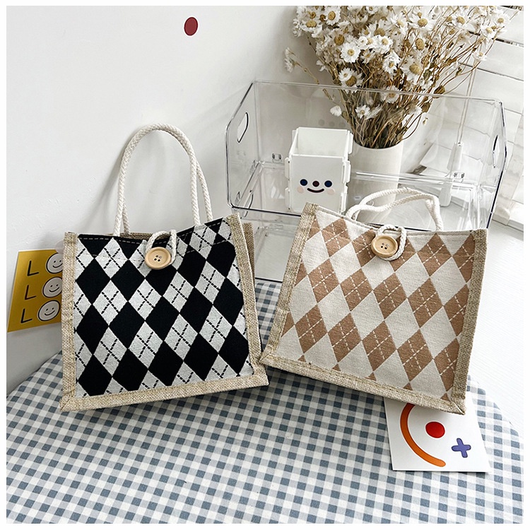 Túi cói vải mini họa tiết siêu xinh #T11-5