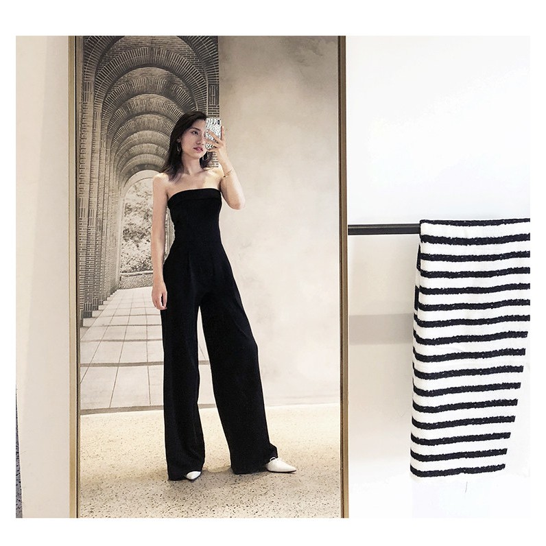 (HÌNH THẬT) Jumpsuit Dài Ống Rộng (ĐEN)