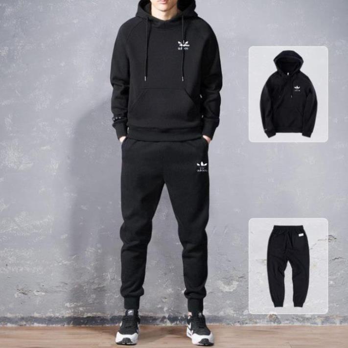 Bộ nỉ nam Adidas có mũ dày mặc cực ấm, Bộ đồ nỉ Thu Đông Nam cao cấp, bộ quần áo nỉ thể thao nam New 🥇