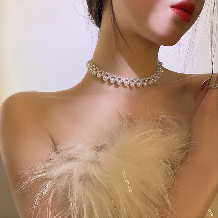 Thời Trang Vòng Cổ Choker Đính Ngọc Trai Phong Cách Hàn Quốc Thanh Lịch Cho Nữ