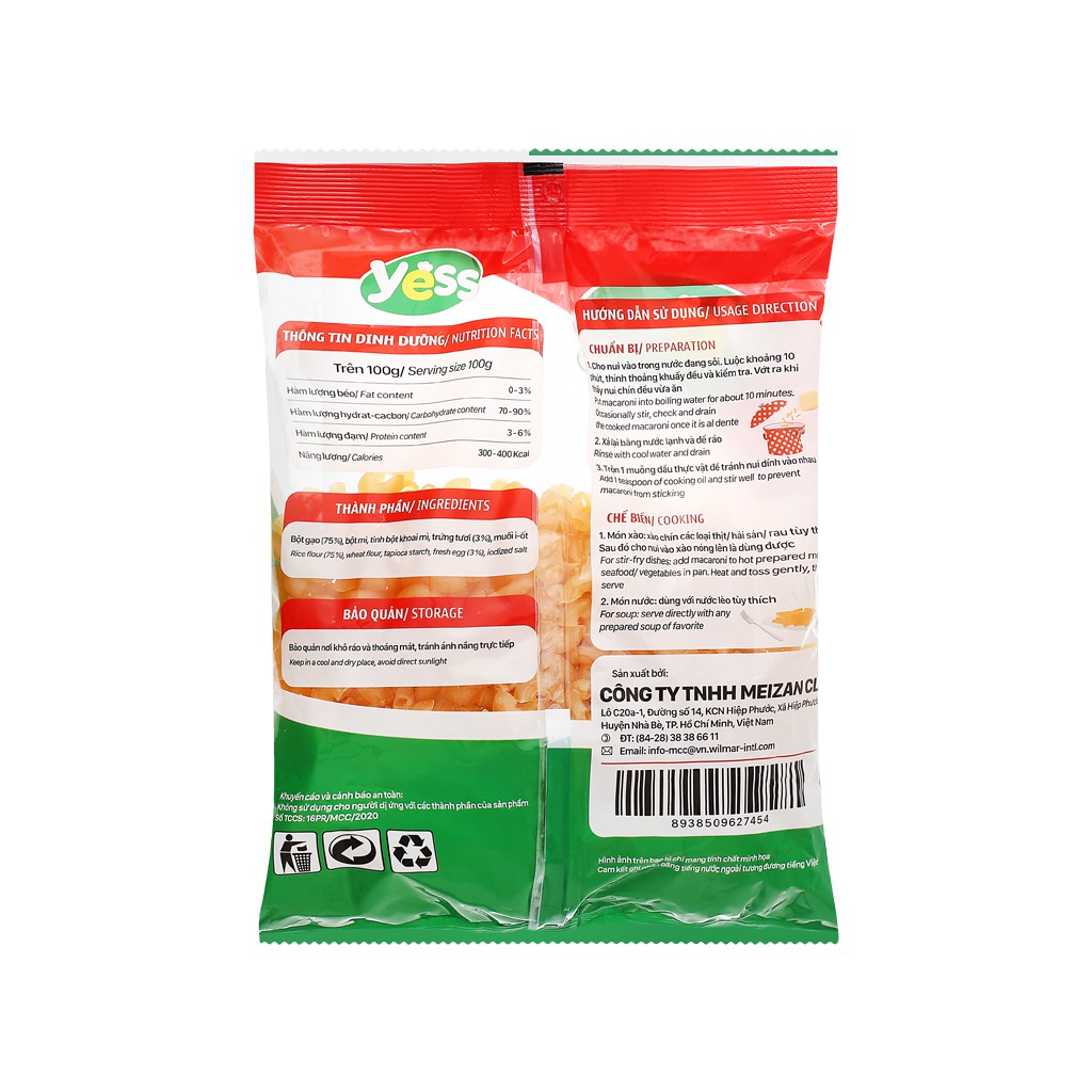 Nui cao cấp chữ C Yess gói 350g