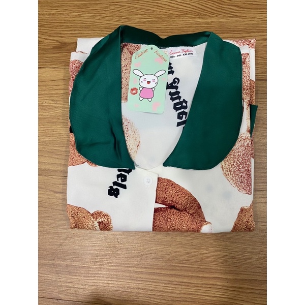 Bigsize Dài Tay Ngắn Phối Lụa Satin cổ sen 55-110kg Én Nhỏ Pijama | BigBuy360 - bigbuy360.vn
